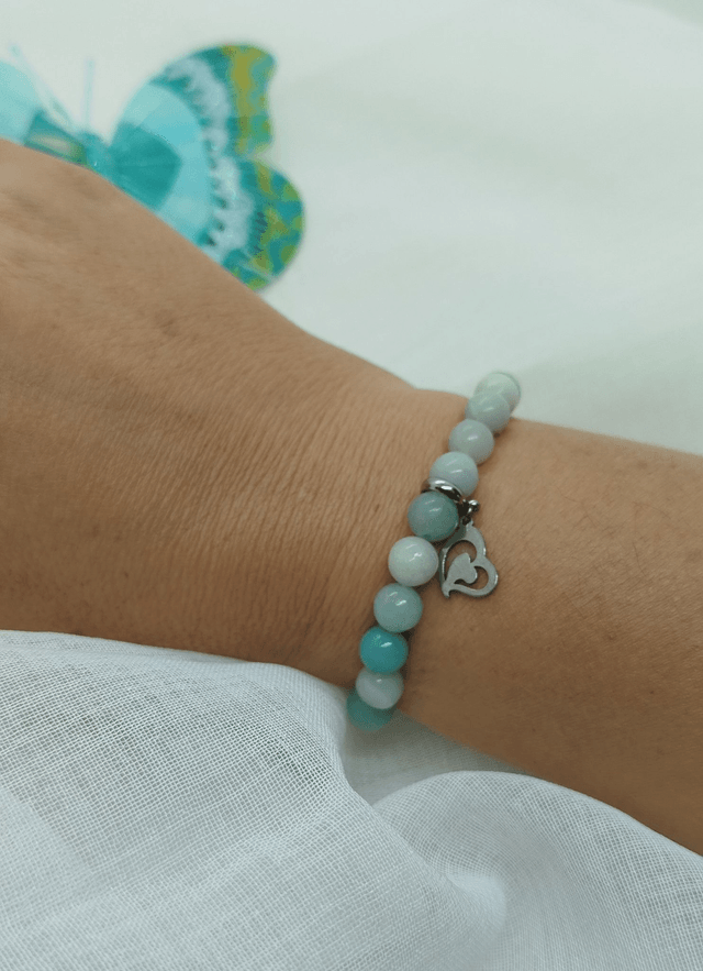 N° 359. Bracelet 16 cm en pierres naturelles de 8 mm (amazonite). 