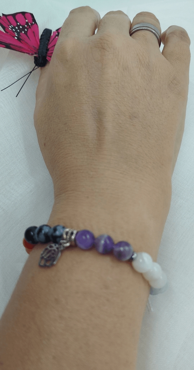 N° 374. Bracelet 16 cm 7 chakras en pierres naturelles de 8 mm. 