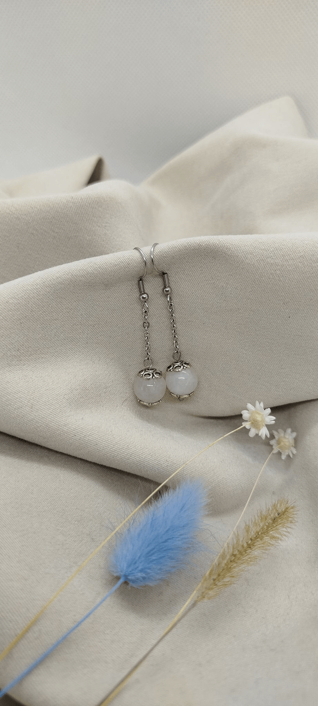 Boucles d'oreilles en pierres naturelles   (quartz rose)  