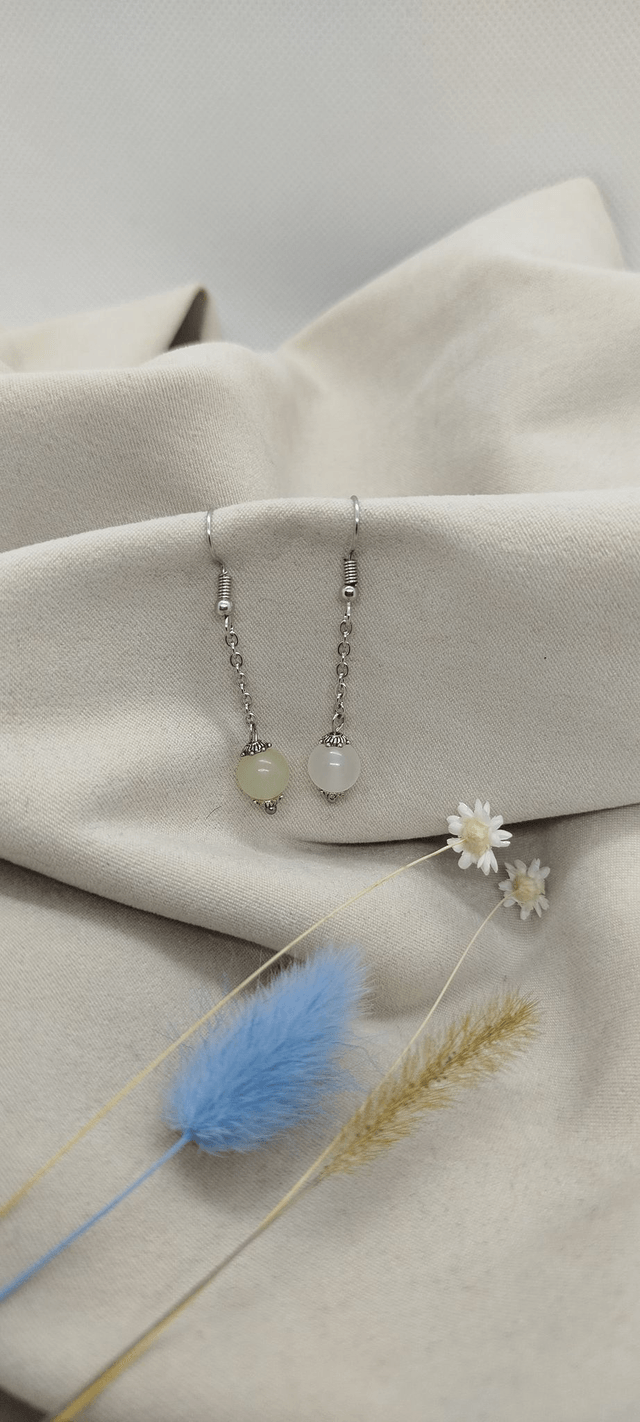 Boucles d'oreilles en pierres naturelles (jade vert)