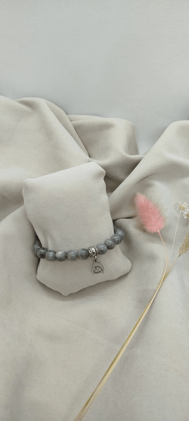 N° 382. Bracelet 16 cm en pierres naturelles de 8 mm (labradorite). 