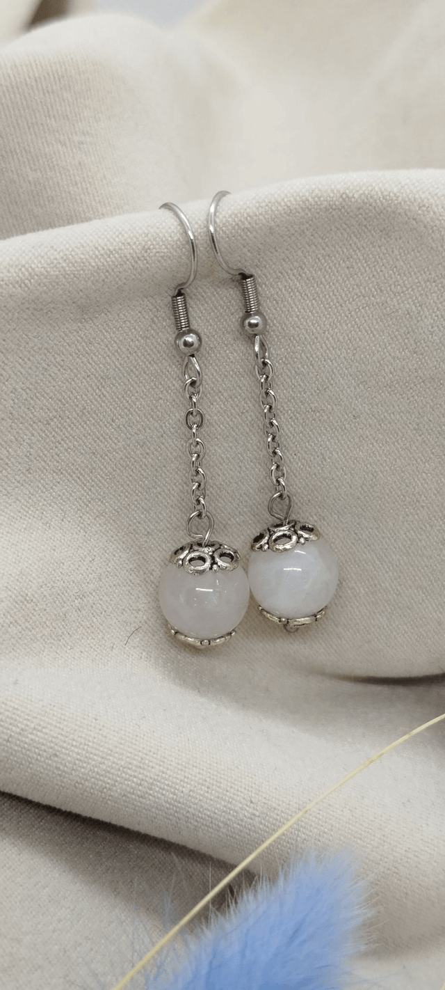 Boucles d'oreilles en pierres naturelles   (quartz rose)  