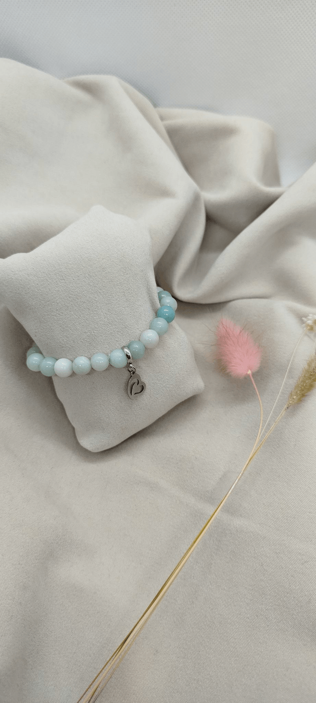 N° 359. Bracelet 16 cm en pierres naturelles de 8 mm (amazonite). 