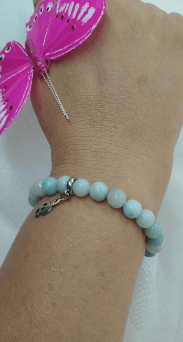 N° 381. Bracelet 16 cm en pierres naturelles de 8 mm (amazonite). 