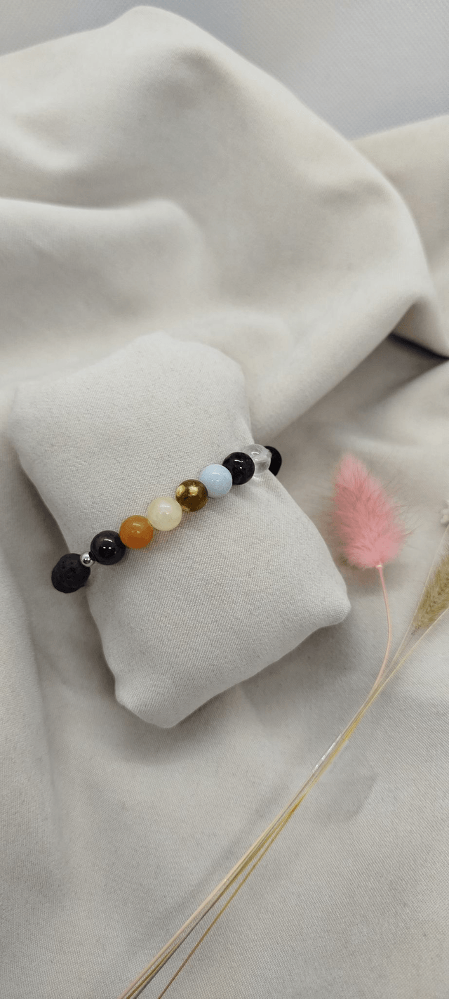 N° 398. Bracelet 16 cm 7 chakras en pierres naturelles 8 mm. 