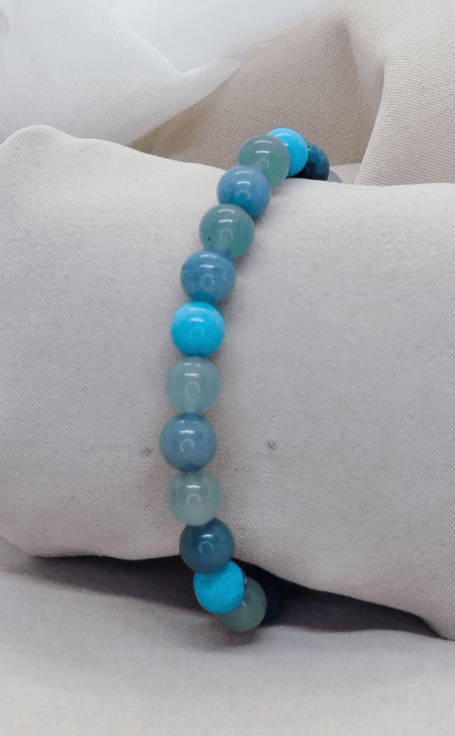 Bracelet homme 18 cm, en pierres naturelles (turquoise, aventurine bleue et verte)