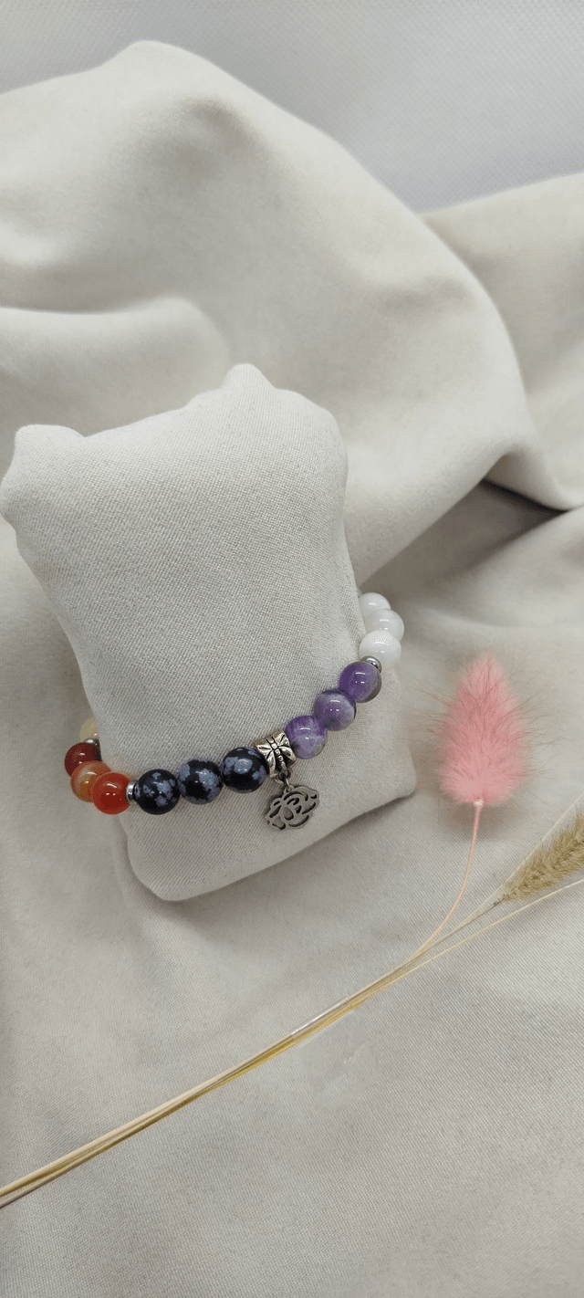 N° 374. Bracelet 16 cm 7 chakras en pierres naturelles de 8 mm. 