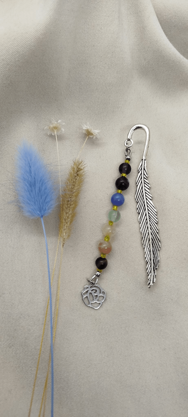 Marque-pages style tibétain avec pierres naturelles 7 chakras 