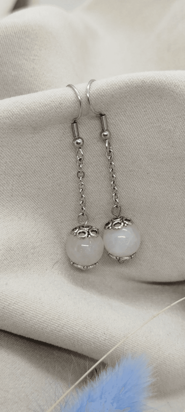 Boucles d&#039;oreilles en pierres naturelles   (quartz rose)  